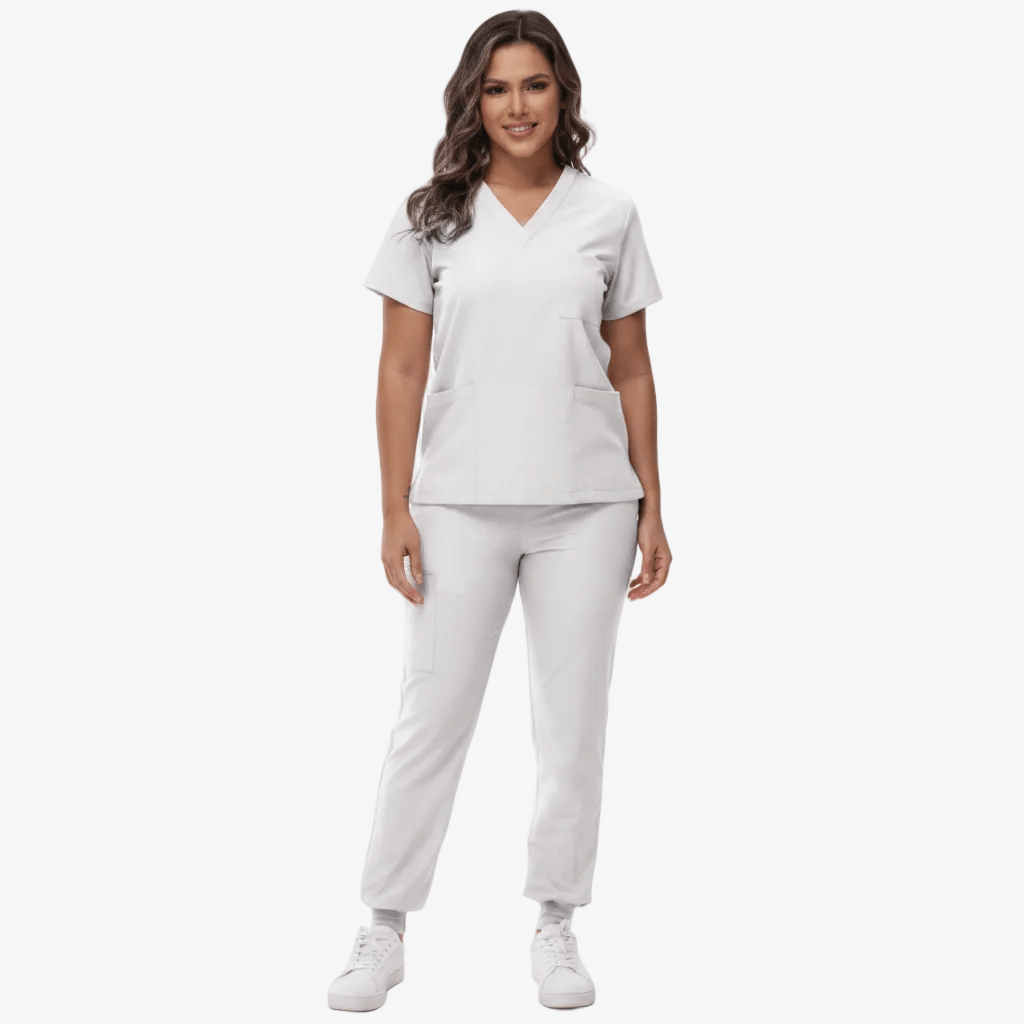 Brenda | Medizinisches Kasack-Set mit V-Ausschnitt und Jogginghose für Damen