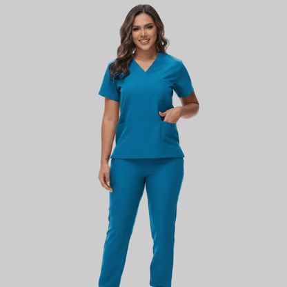 Brenda | Medizinisches Kasack-Set mit V-Ausschnitt und Jogginghose für Damen