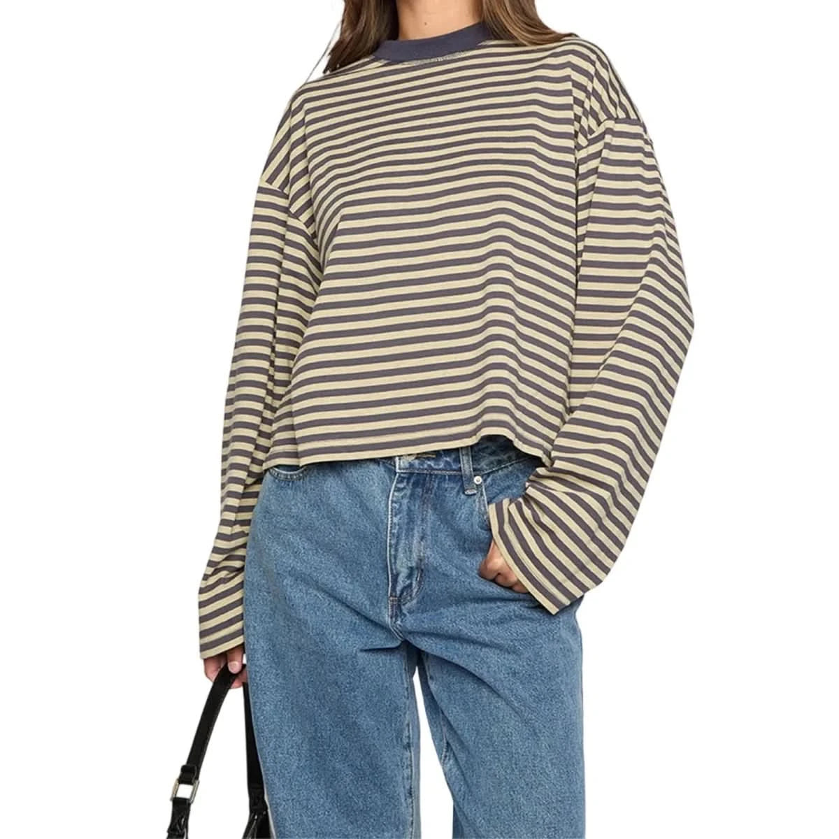 Angela | Women's Striped Oversized Long Sleeve Top
