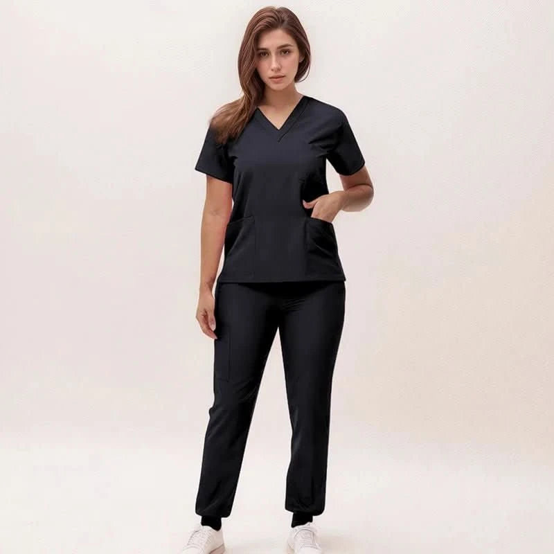 Brenda | Medizinisches Kasack-Set mit V-Ausschnitt und Jogginghose für Damen