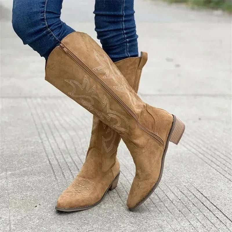 Rachel | Women's Embroidered Knee High Cowboy Boots