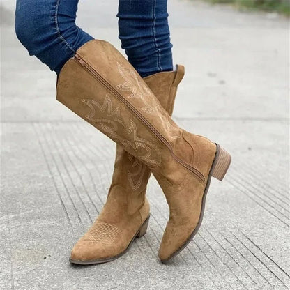 Rachel | Women's Embroidered Knee High Cowboy Boots
