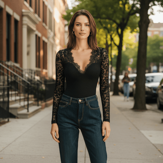 Layla | Women's Long Sleeve Lace V-Neck Top