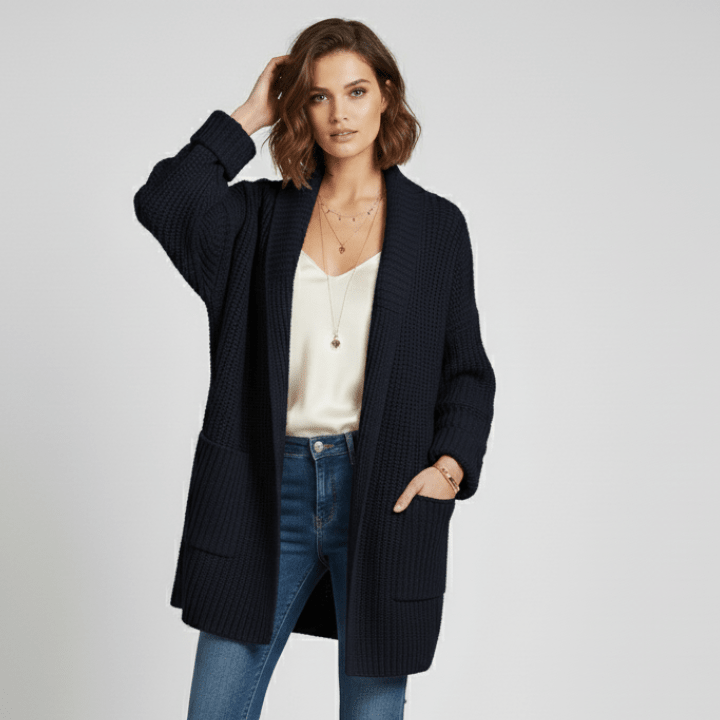 Emely | Strickjacke für Damen mit langen Ärmeln und offener Vorderseite