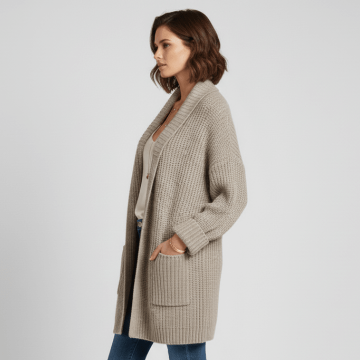 Emely | Strickjacke für Damen mit langen Ärmeln und offener Vorderseite