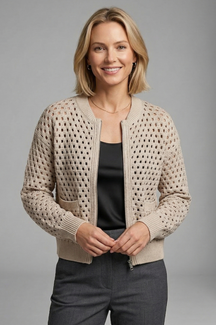 Tia | Women's Cut-Out Knit Cardigan Layer
