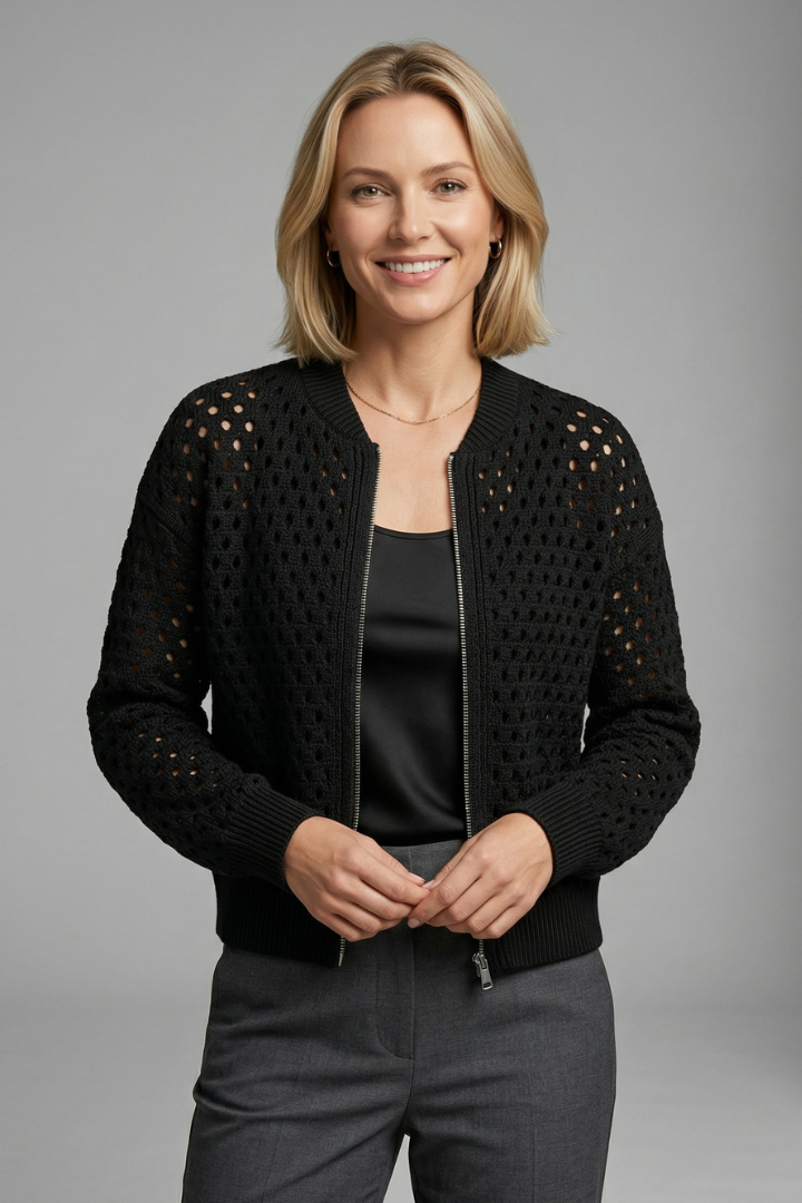 Tia | Women's Cut-Out Knit Cardigan Layer