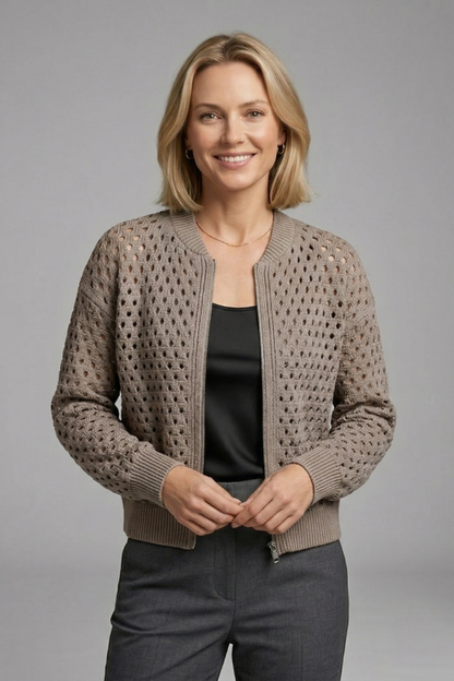 Tia | Women's Cut-Out Knit Cardigan Layer