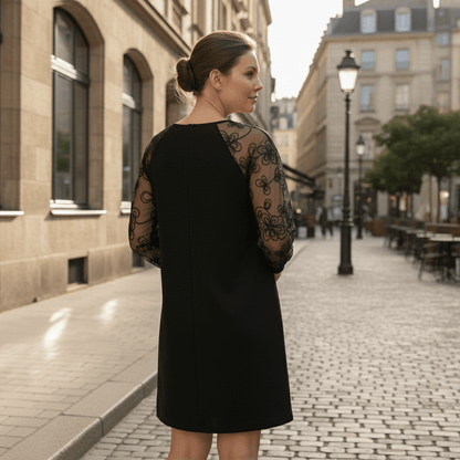 Kaylie | Women's Lace Sleeve Round Neck Dress
