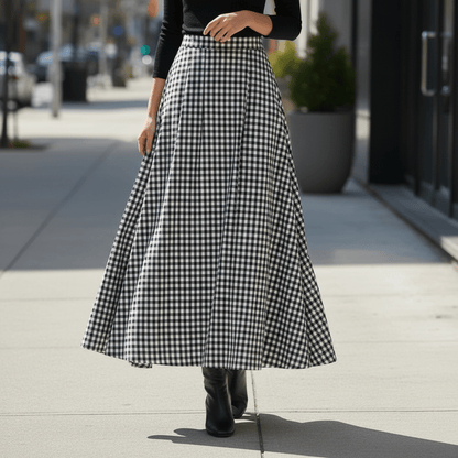 Angie | Women's Check High-Waisted Classic-Fit Skirt