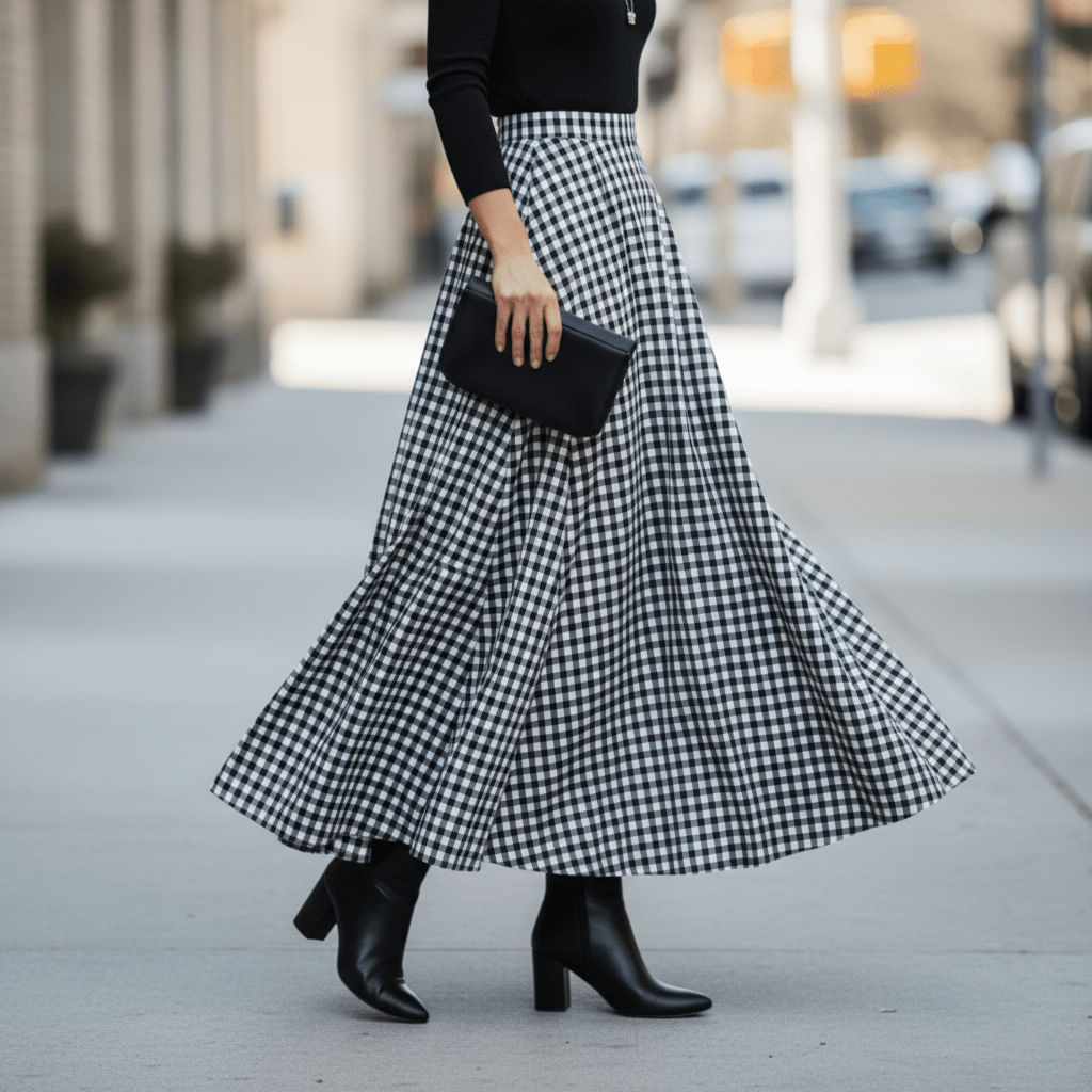 Angie | Women's Check High-Waisted Classic-Fit Skirt