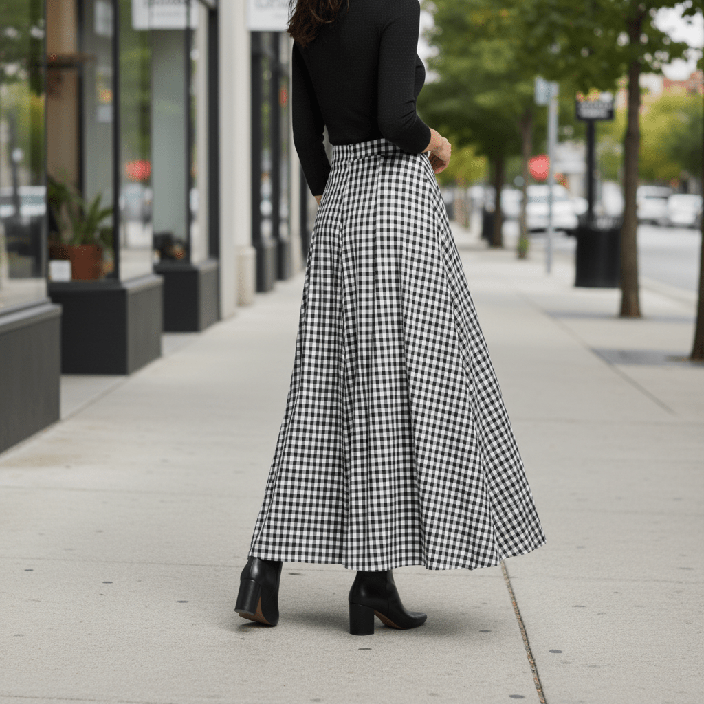 Angie | Women's Check High-Waisted Classic-Fit Skirt