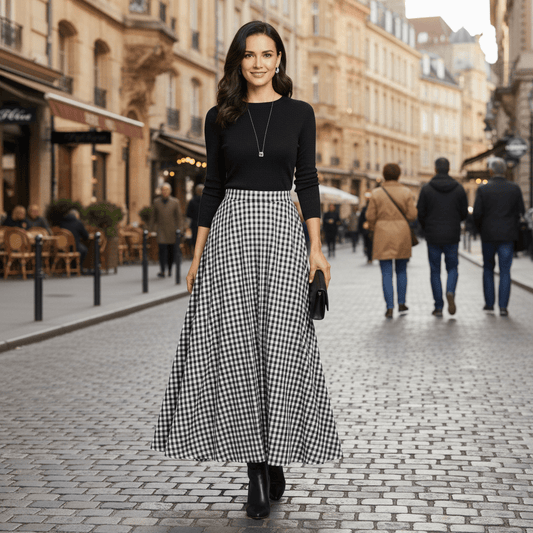 Angie | Women's Check High-Waisted Classic-Fit Skirt