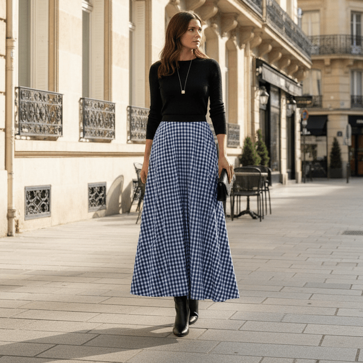 Angie | Women's Check High-Waisted Classic-Fit Skirt