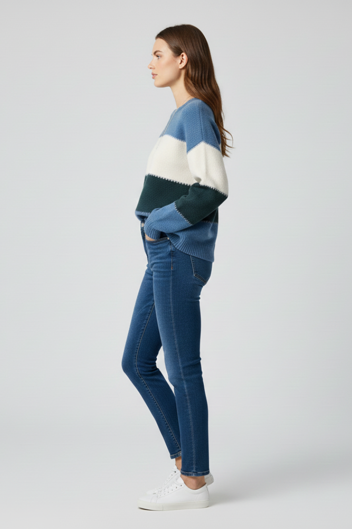 Dolores | Locker geschnittener Strickpullover mit Streifen für Damen