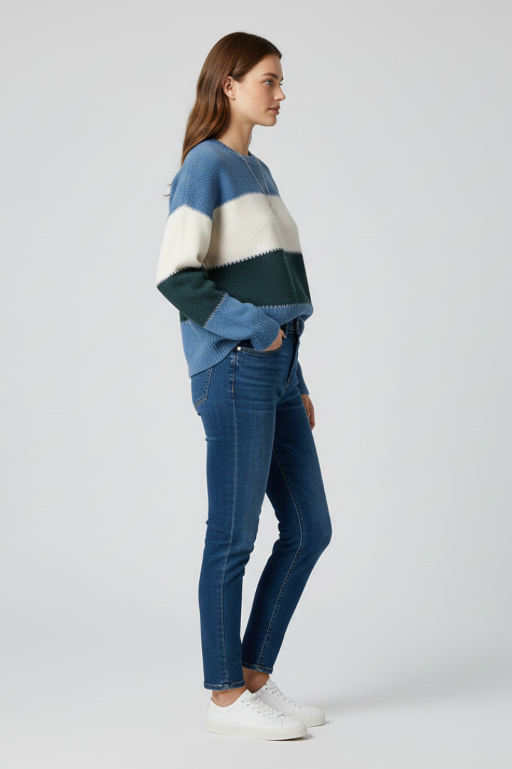 Dolores | Locker geschnittener Strickpullover mit Streifen für Damen