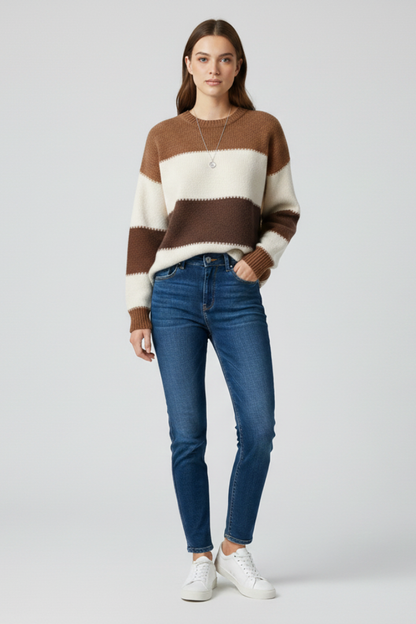 Dolores | Locker geschnittener Strickpullover mit Streifen für Damen