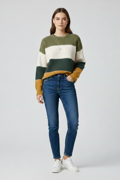 Dolores | Locker geschnittener Strickpullover mit Streifen für Damen
