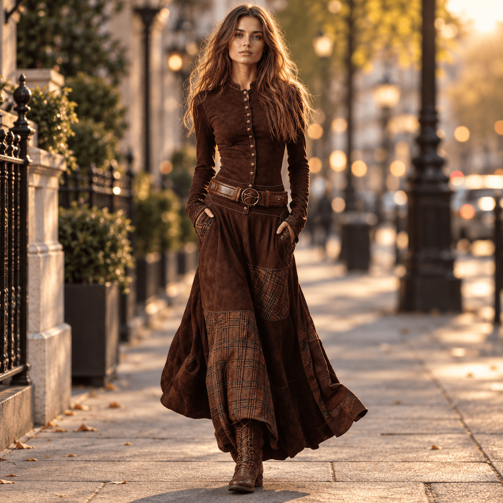 Karli | Vestido de manga larga con detalles de botones para mujer