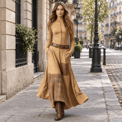 Karli | Vestido de manga larga con detalles de botones para mujer