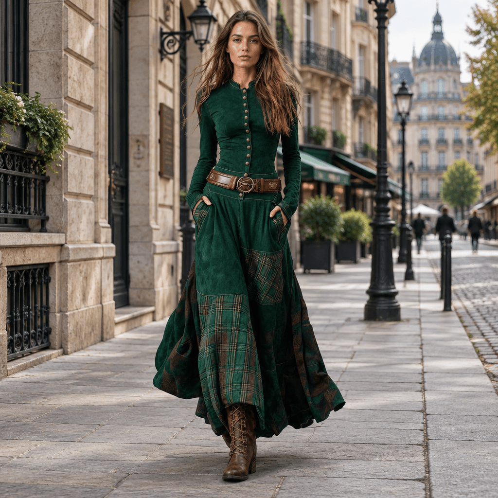 Karli | Vestido de manga larga con detalles de botones para mujer