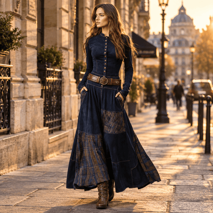 Karli | Vestido de manga larga con detalles de botones para mujer