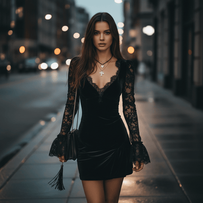 Alaina | Women's Lace Detail Mini Occasion Dress