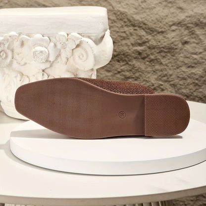 Tonya | Women's Square Toe Buckle Mule Flats