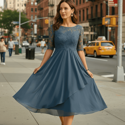 Edna | Vestido formal de noche de mujer con mangas tres cuartos