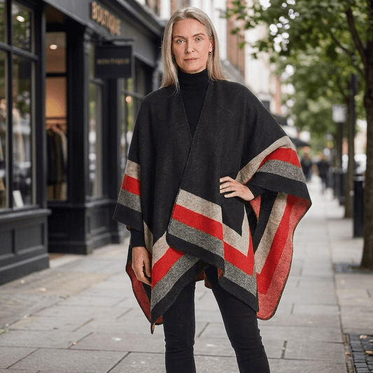 Black striped poncho