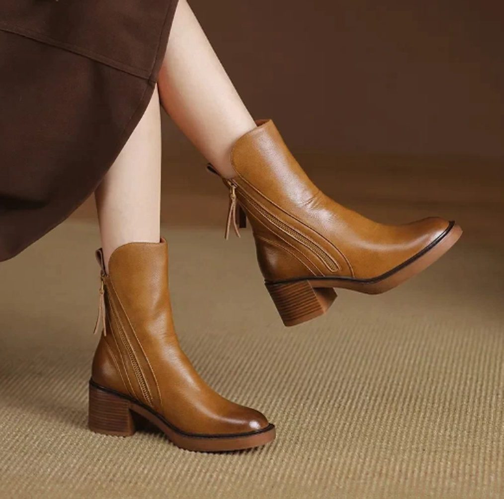 Shania | Women's Block Heel Zip Ankle Boots