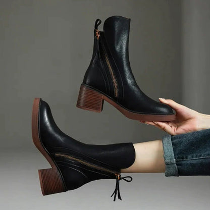 Shania | Women's Block Heel Zip Ankle Boots
