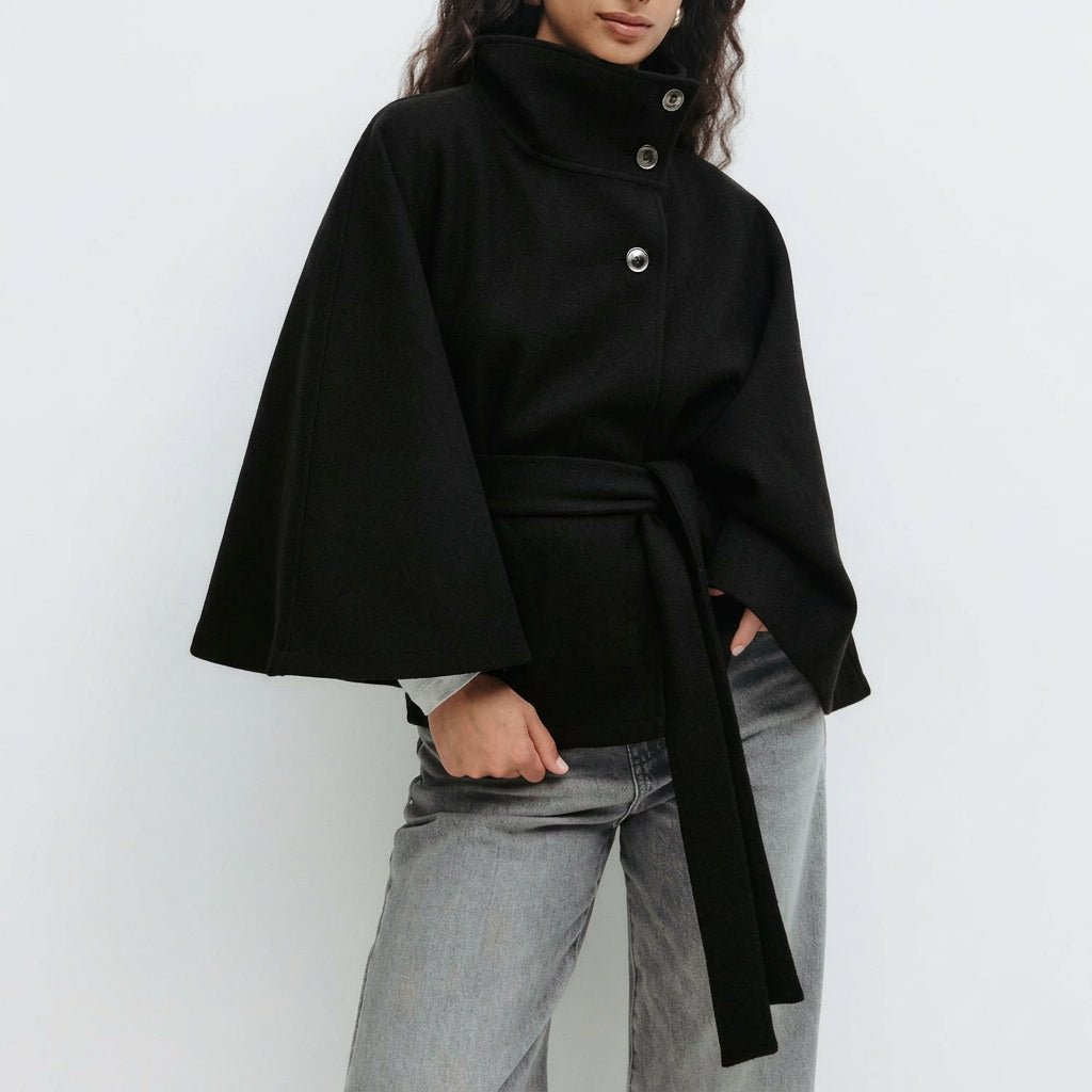 Marlee | Women's Belted High Collar Cape Coat