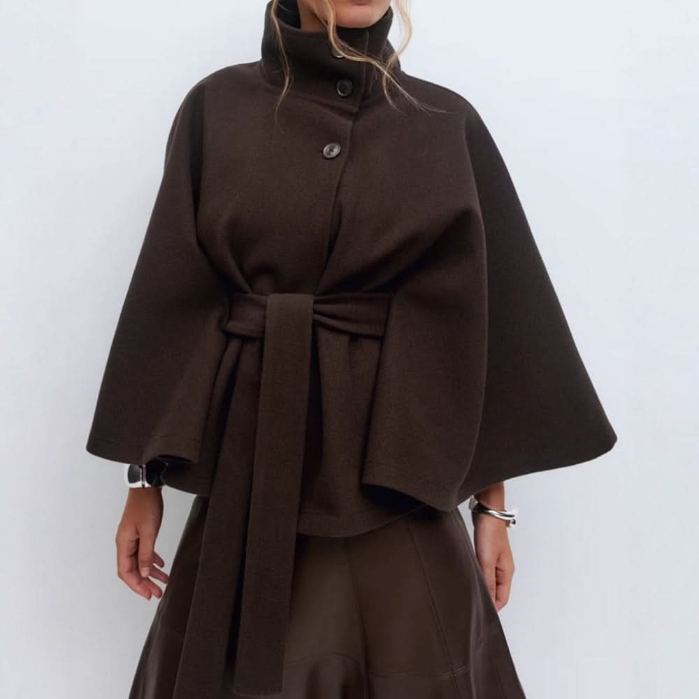 Marlee | Women's Belted High Collar Cape Coat