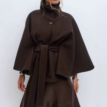 Marlee | Women's Belted High Collar Cape Coat