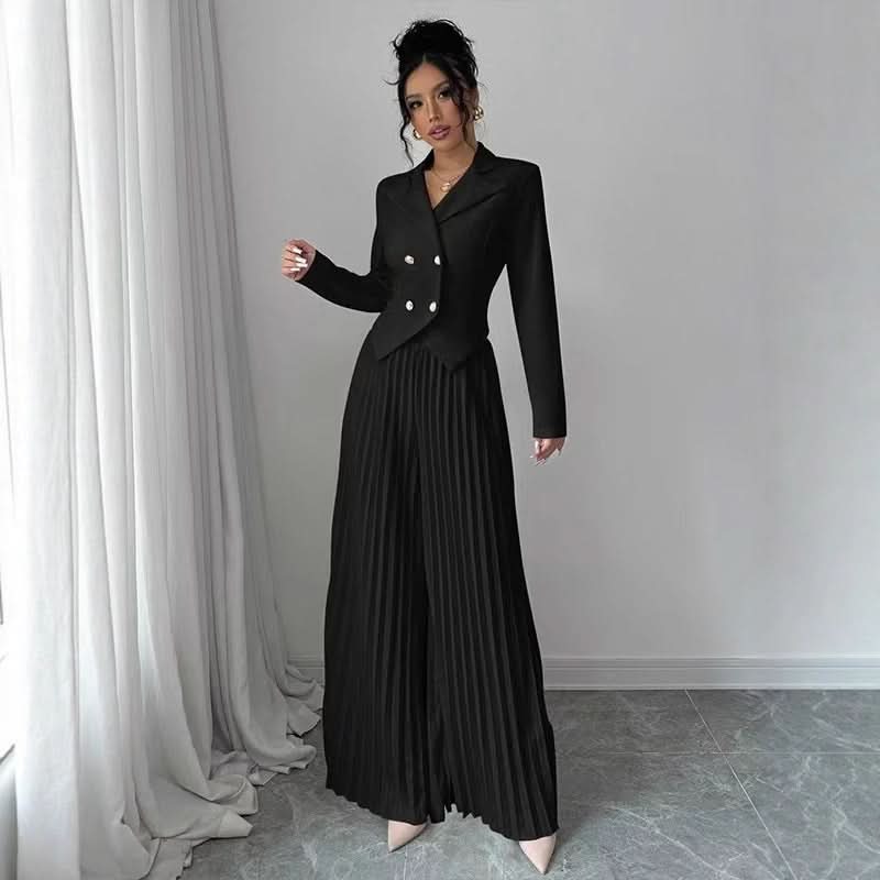 Kiana | Women's Pleated Wide Leg Trousers Set