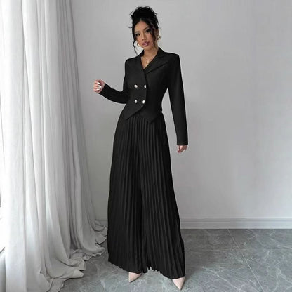 Kiana | Women's Pleated Wide Leg Trousers Set