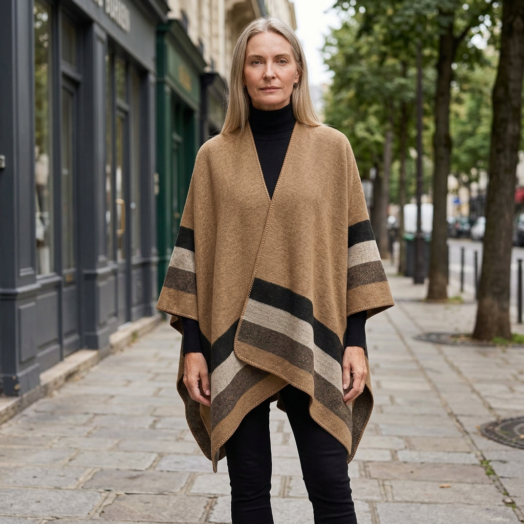Camel poncho front view