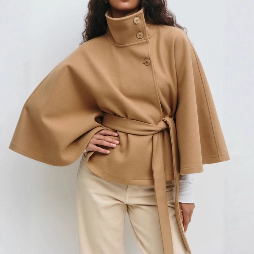 Marlee | Women's Belted High Collar Cape Coat