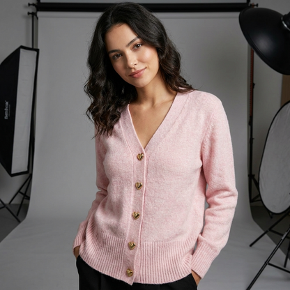 Kaley | Women's V-Neck Button Knit Cardigan