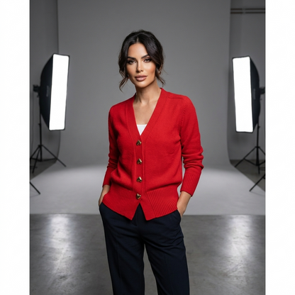 Kaley | Women's V-Neck Button Knit Cardigan