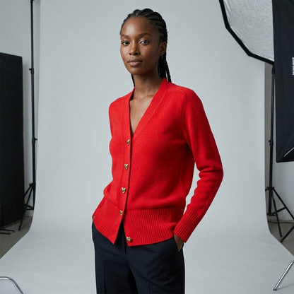 Kaley | Women's V-Neck Button Knit Cardigan
