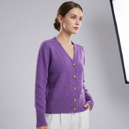 Kaley | Women's V-Neck Button Knit Cardigan