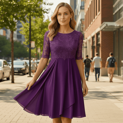 Edna | Vestido formal de noche de mujer con mangas tres cuartos