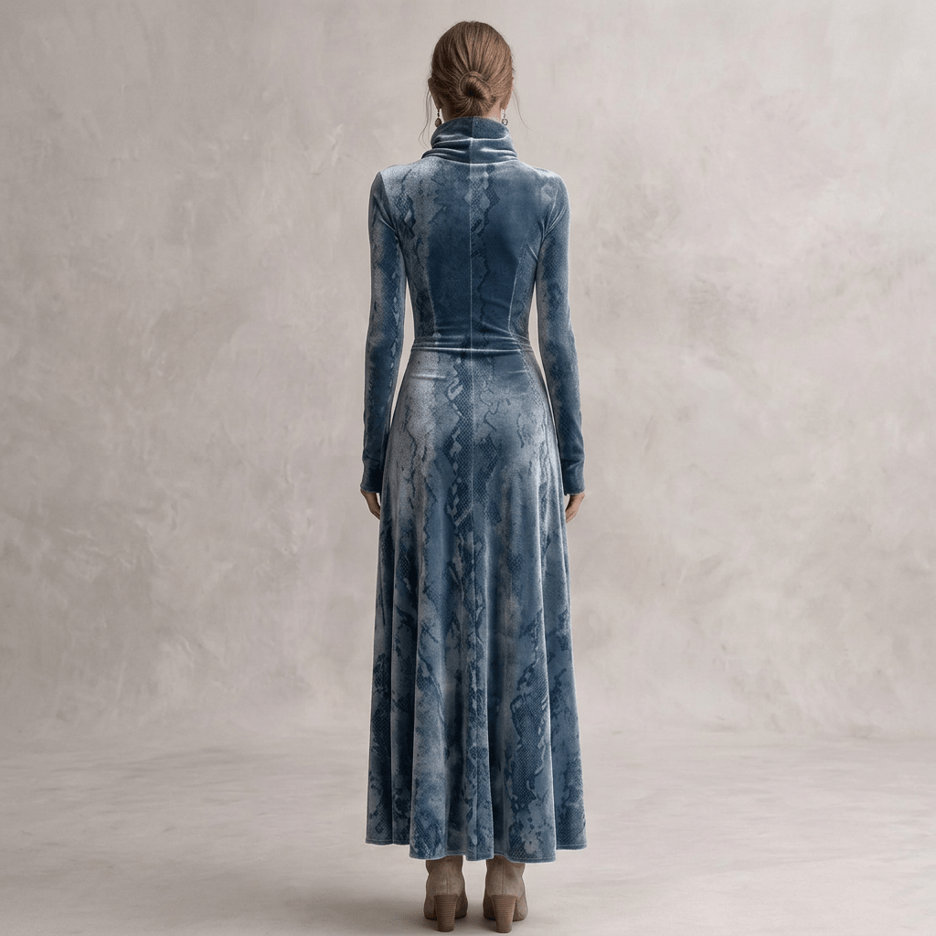 Justina | Vestido largo de terciopelo con cuello alto para mujer