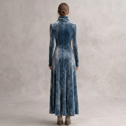 Justina | Vestido largo de terciopelo con cuello alto para mujer