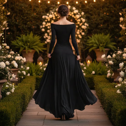 Alana | Drapiertes Maxikleid mit langen Ärmeln für Damen