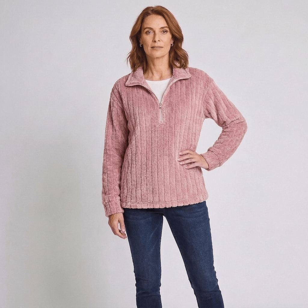 Racheal | Women's Ribbed Quarter-Zip Knit Jumper