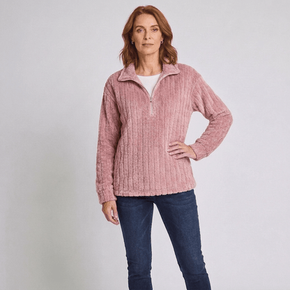 Racheal | Women's Ribbed Quarter-Zip Knit Jumper