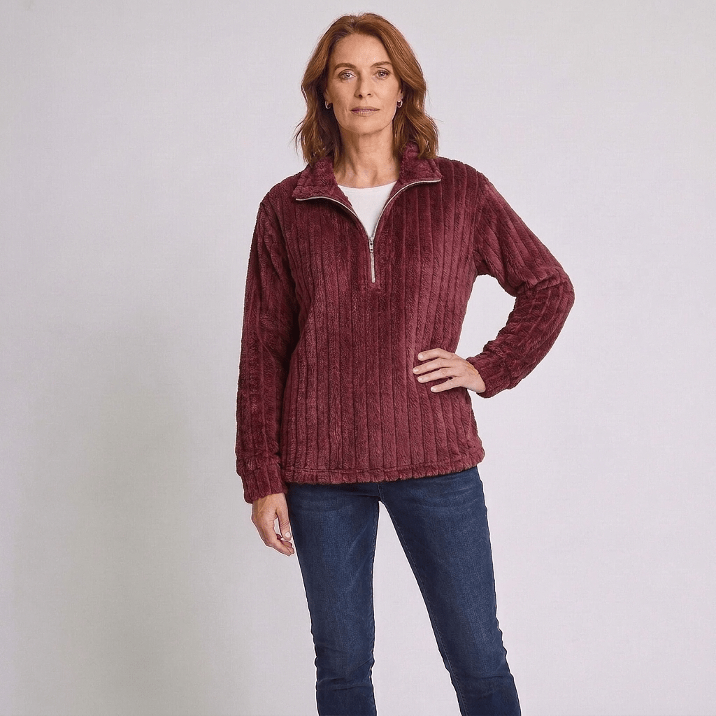 Racheal | Women's Ribbed Quarter-Zip Knit Jumper